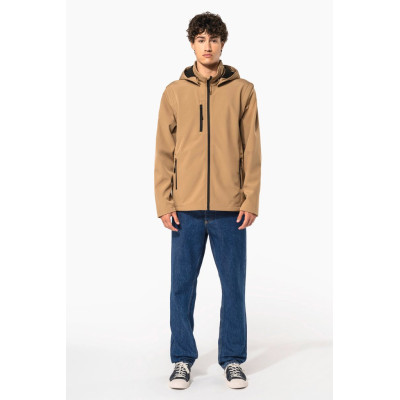 Unisex 3-layer softshell hooded jacket with removable sleeves
